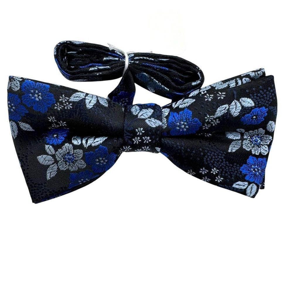Floral Black and Blue Bow Tie